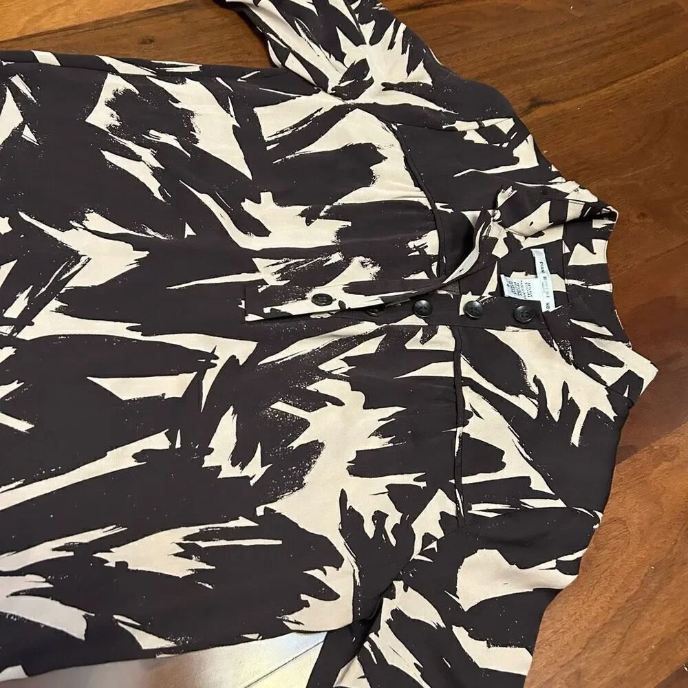 Diane Von Furstenburg women's brown palm floral print 95% silk blend dress‎ size - Picture 3 of 6